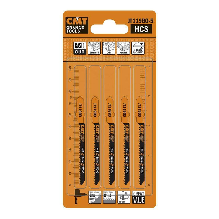 CMT JT119BO-5 Jig Saw Blades for Wood β 5-Pack
