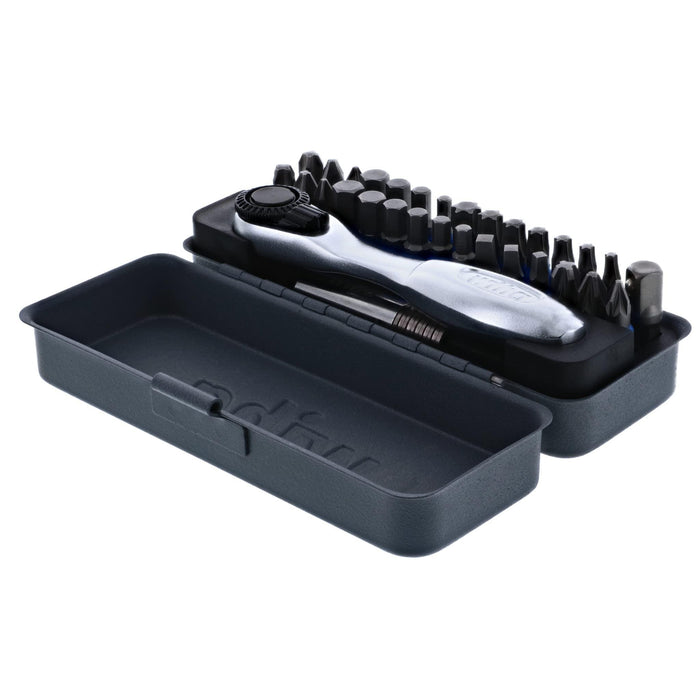 Wiha 32 Piece GoBox Terminator Blue Impact Bit Set with 1/4" Ratchet.