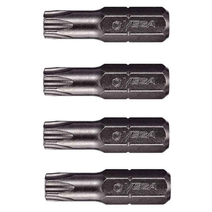 VEGA T10 TORX Security Bits. Professional Grade ¼ Inch Hex Shank TORX T-10 S2 Steel 1" Security Bits. 125TT10A #019