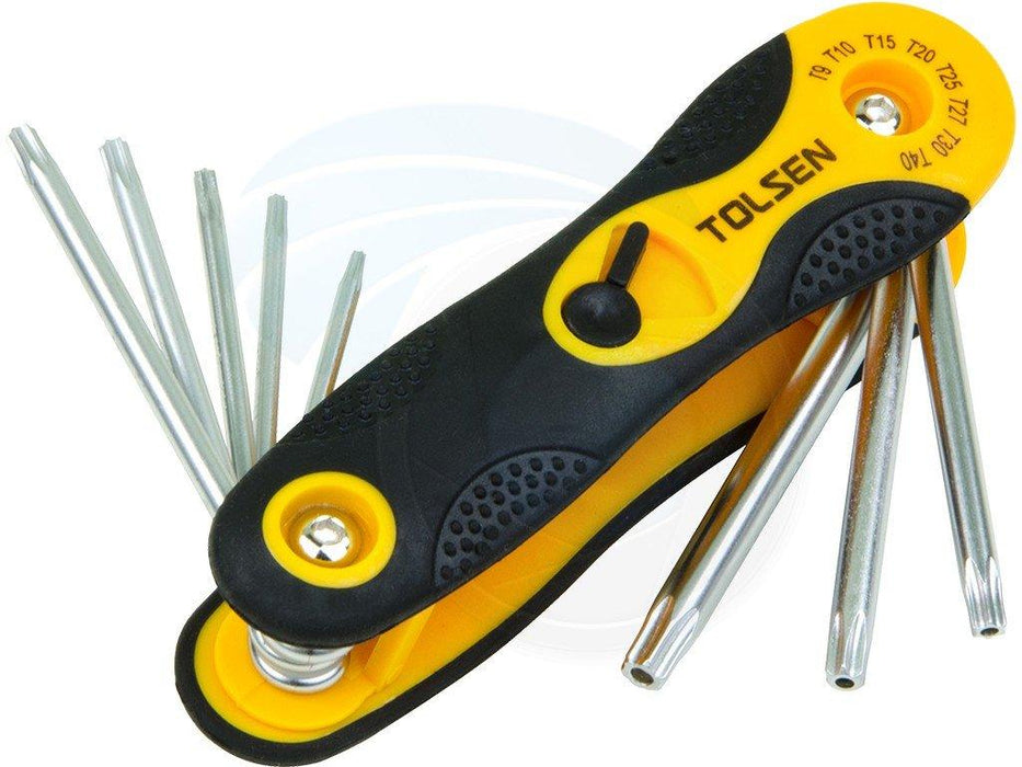 Tolsen 8pcs Folding Torx Star Hex Key Set T9 T10 T15 T20 T25 T27 T30 and T40