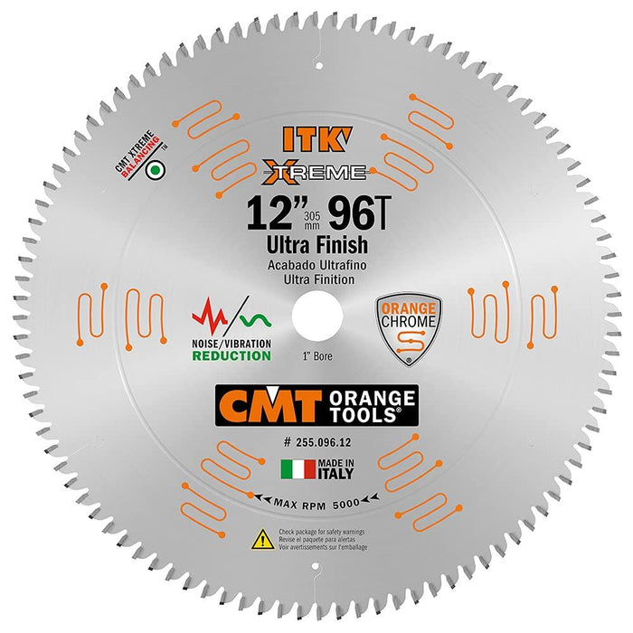 CMT 255.096.12 ITK Industrial Fine Finish Saw Blade, 12-Inch x 96 Teeth 40° ATB Grind with 1-Inch Bore