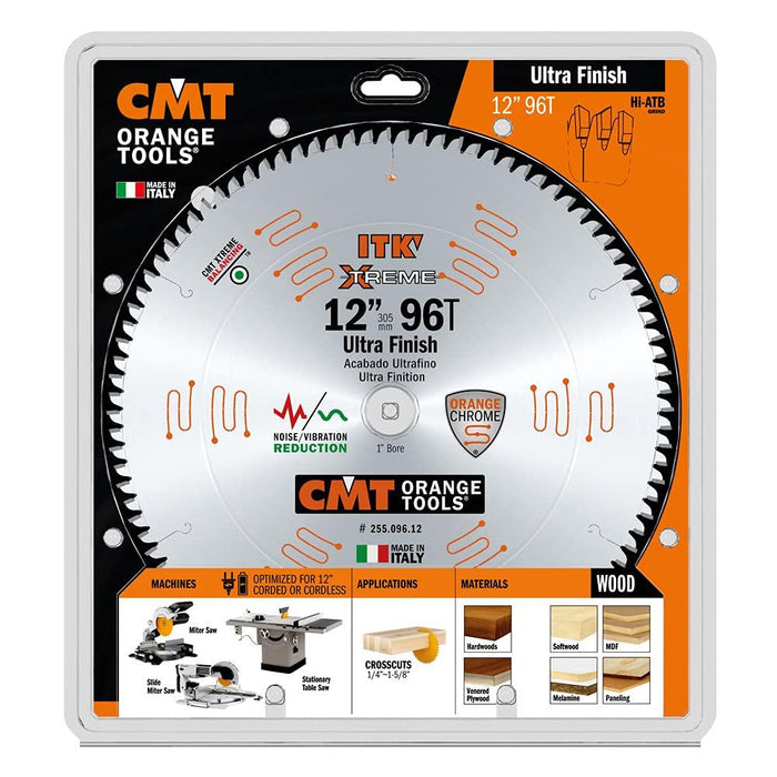 CMT 255.096.12 ITK Industrial Fine Finish Saw Blade, 12-Inch x 96 Teeth 40° ATB Grind with 1-Inch Bore