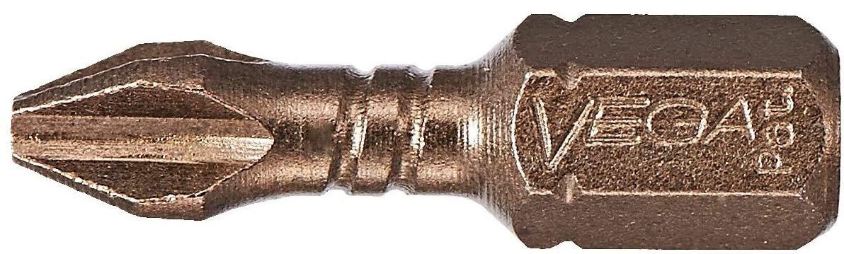 VEGA #2 Phillips Impact Driver Bits. Impactech Professional Grade Impact Ready #2 Phillip 1" Bits. (Pack of 10) P125P2A-10
