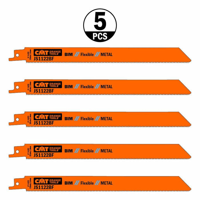 CMT USA, Inc. JS1122BF-5 CMT 14 TPI Bimetal Reciprocating Saw Blades for Metal (5 Pack), 8"