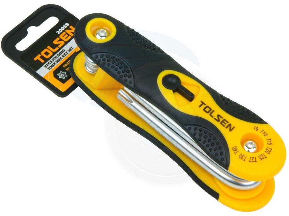 Tolsen 8pcs Folding Torx Star Hex Key Set T9 T10 T15 T20 T25 T27 T30 and T40