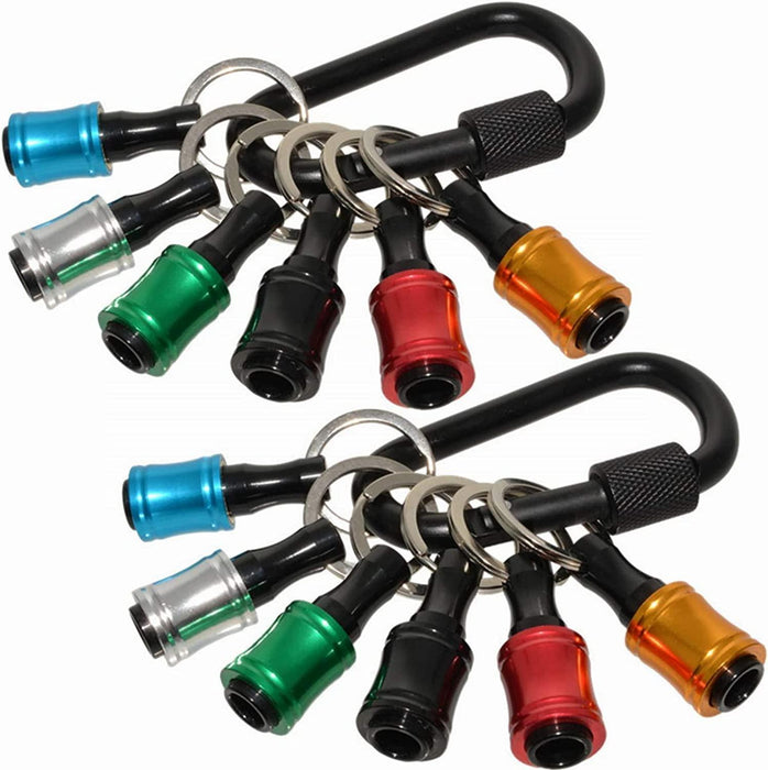 Bit Holder Caddy 1/4 inch Hex Shank Bit Holder Aluminum Alloy 6 piece/colors  Locking Carabiner