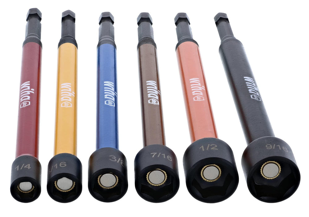 Wiha Color Coded Magnetic Nut Driver Set SAE - 6 Piece (1/4in, 5/16in, 3/8in, 7/16in, 1/2in, 9/16in)