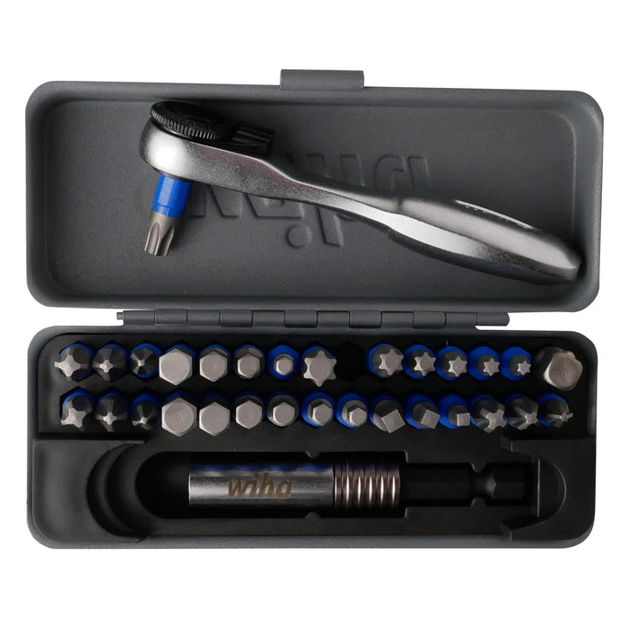 Wiha 32 Piece GoBox Terminator Blue Impact Bit Set with 1/4" Ratchet.