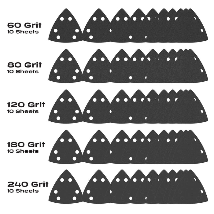 Imperial Blades 50TSPV One Fit Oscillating Triangle Sandpaper Variety Pack, 50PC, Multi, One Size