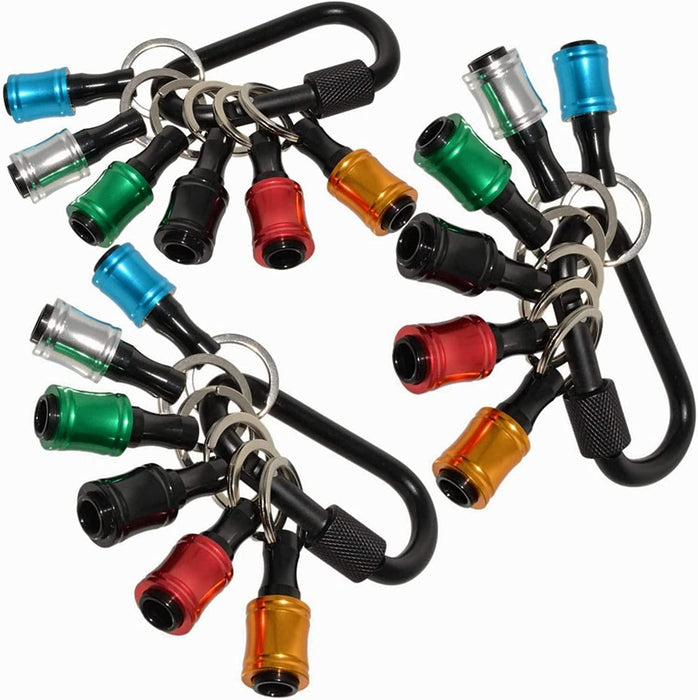 Bit Holder Caddy 1/4 inch Hex Shank Bit Holder Aluminum Alloy 6 piece/colors  Locking Carabiner