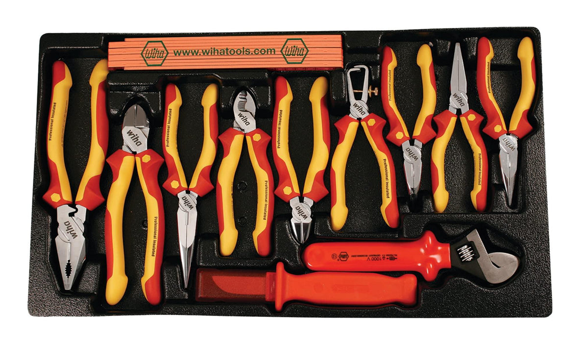 Wiha 32800 Insulated Tool Set with Screwdrivers, Nut Drivers, Pliers, Cutters, Ruler, Knife and Sockets in Rolling Tool Case, 10,000 Volt Tested and 1000 Volt Rated, 80-Piece Set