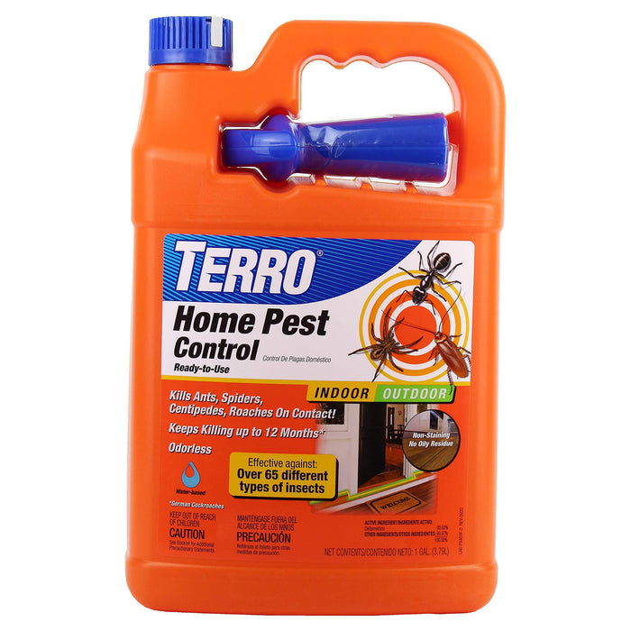 TERRO T3400B Indoor And Outdoor Home Insect Killer, 1 Gallon β Kills Ants, Cockroaches, Spiders, Fleas and Ticks, Orange