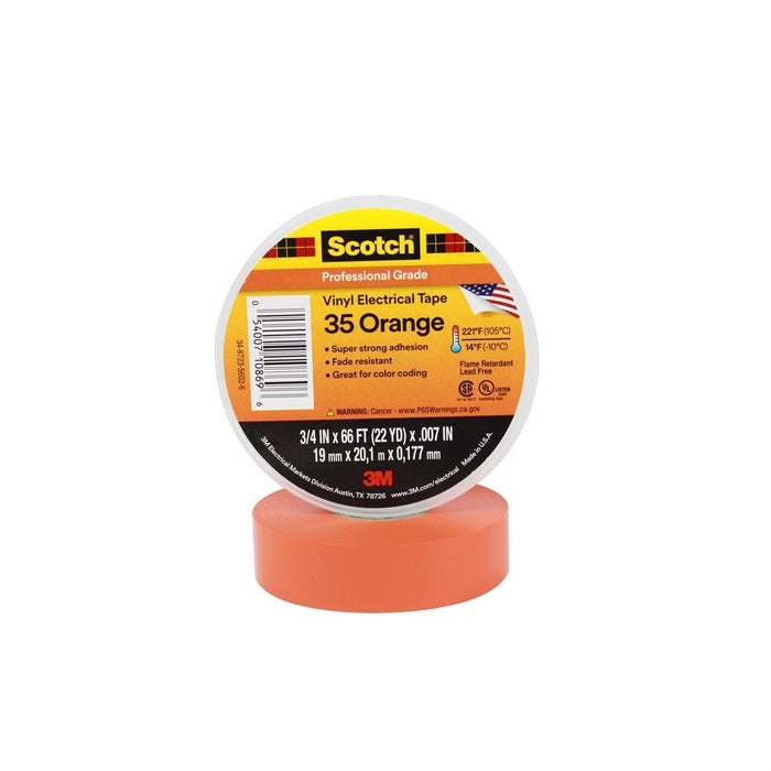 54007-10869 3M Scotch Vinyl Electrical Tape 35, 3/4" x 66', Orange