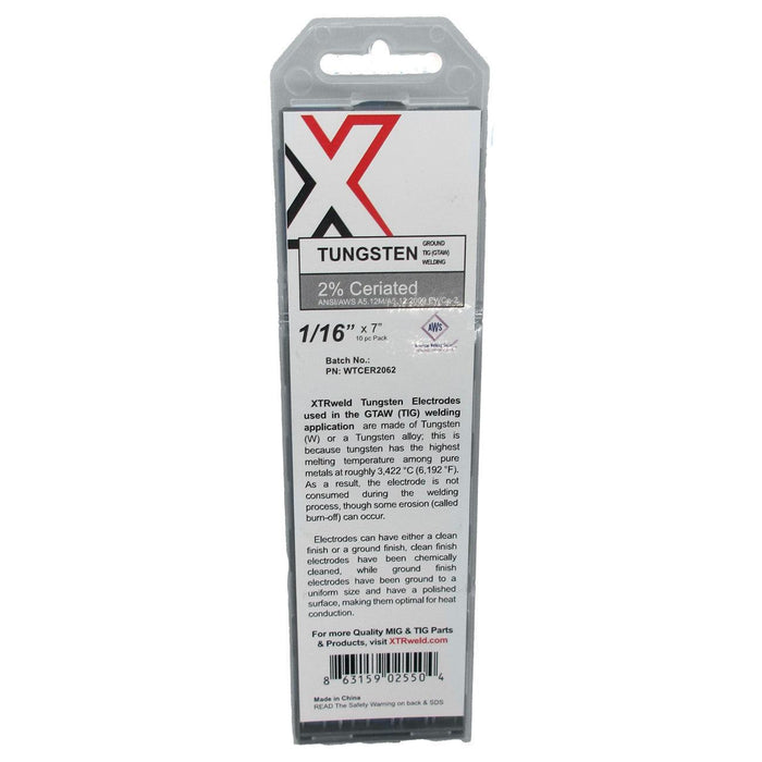 WTCER2020 XTRweld 2% Ceriated Tungsten Electrode, 0.020, Gray, 10 Piece