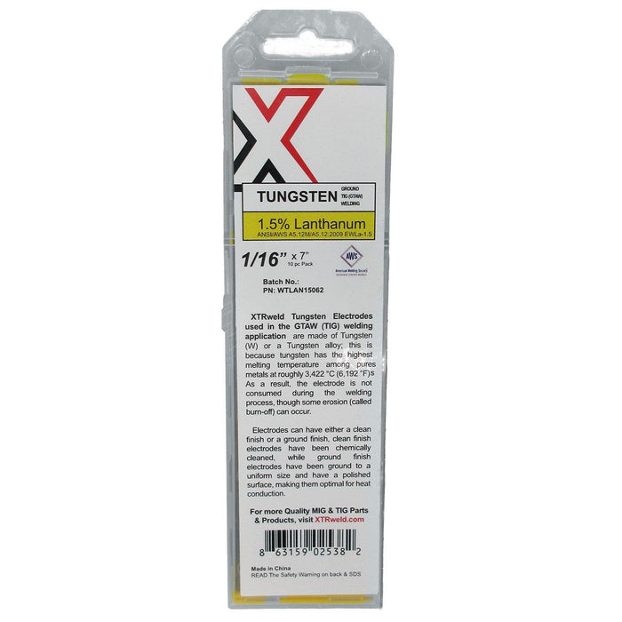 WTLAN15093 XTRweld 1.5% Lanthanated Tungsten Electrode, 3/32, Gold, 10 Piece