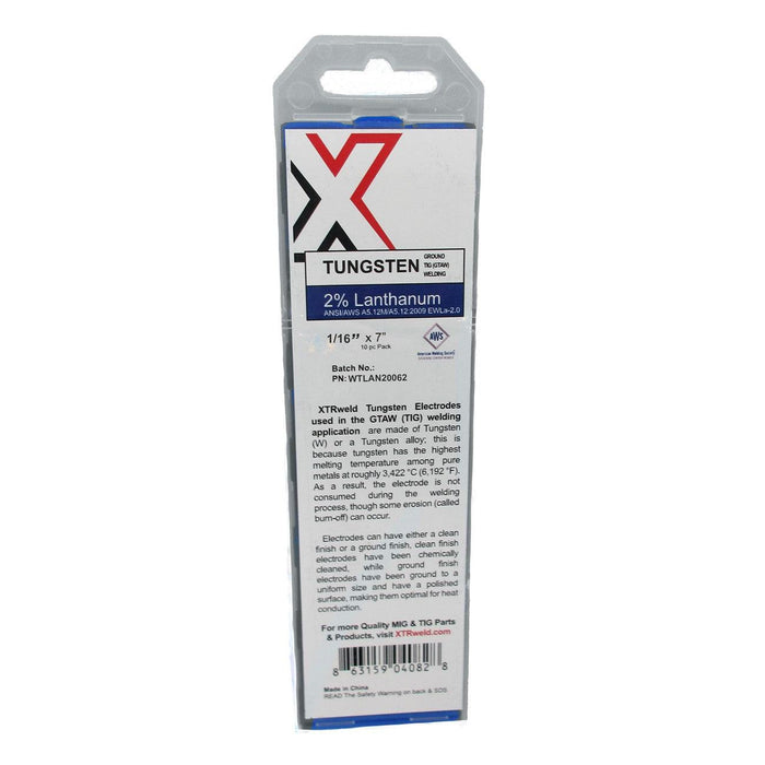 WTLAN20125 XTRweld 2.0% Lanthanated Tungsten Electrode, 1/8, Blue, 10 Piece