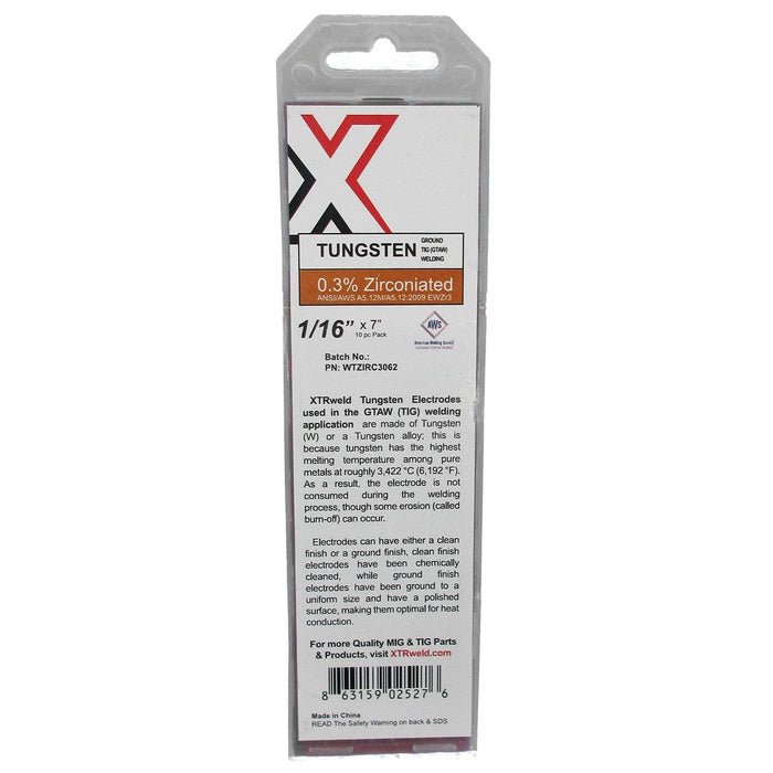 WTZIRC3093 XTRweld 0.3% Zirconiated Tungsten Electrode, 3/32, Brown, 10 Piece