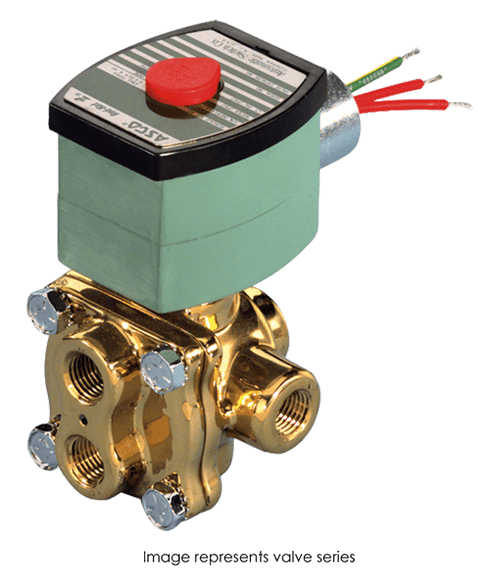 VALVE, ASCO SOLENOID EF8342G001MMS 1/4 4 WAY MANUAL OVER RIDE EXPL PROOF 120 VAC