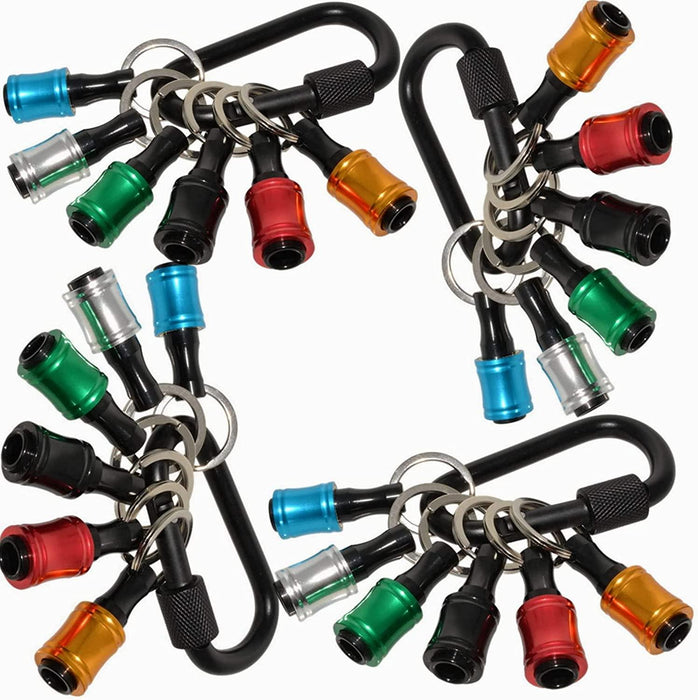 Bit Holder Caddy 1/4 inch Hex Shank Bit Holder Aluminum Alloy 6 piece/colors  Locking Carabiner