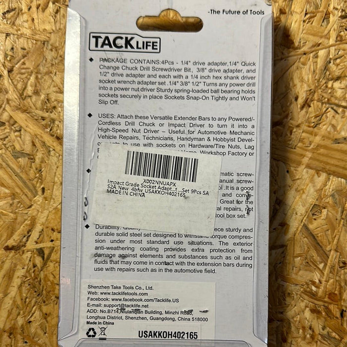 TACKLife impact grade socket adapter/extension bit set 4pc