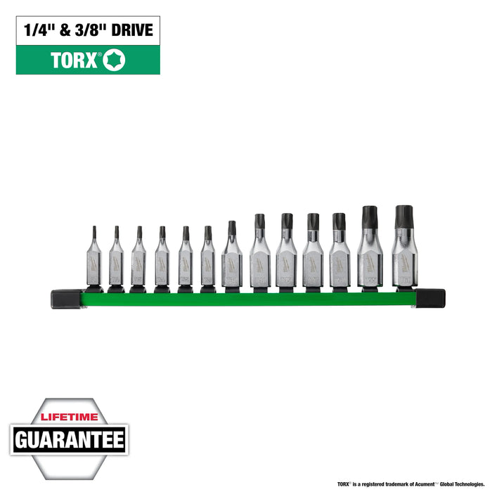 Milwaukee 13pc 1/4in. and 3/8in. Drive TORX® Bit Socket Set 48-22-9532, main product view