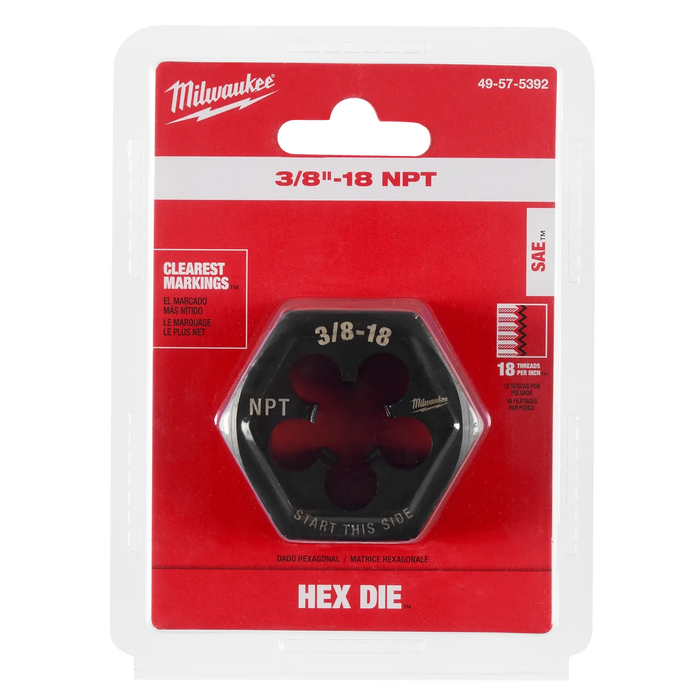 Milwaukee 3/8"-18 NPT 2-1/6" Hex Threading Die 49-57-5392