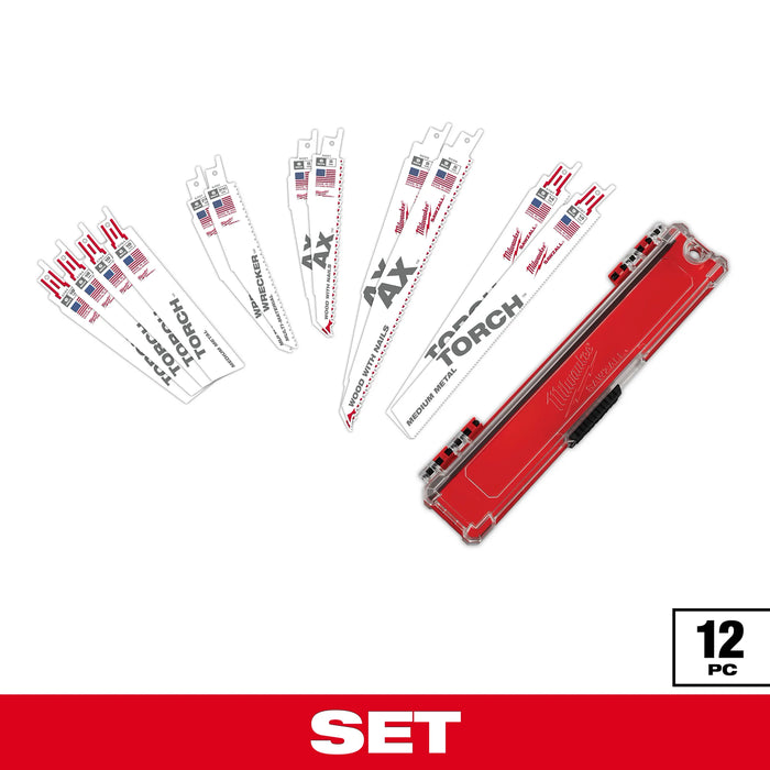 Milwaukee SAWZALL 6 and 9 in. Bi-Metal Demolition Reciprocating Saw Blade Set Multi TPI 12 pk 49-22-1129, main product view