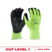 Milwaukee Cut Level 1 Polyurethane Dipped Gloves High-Vis Green L 1 pair 48-73-8912, main product view