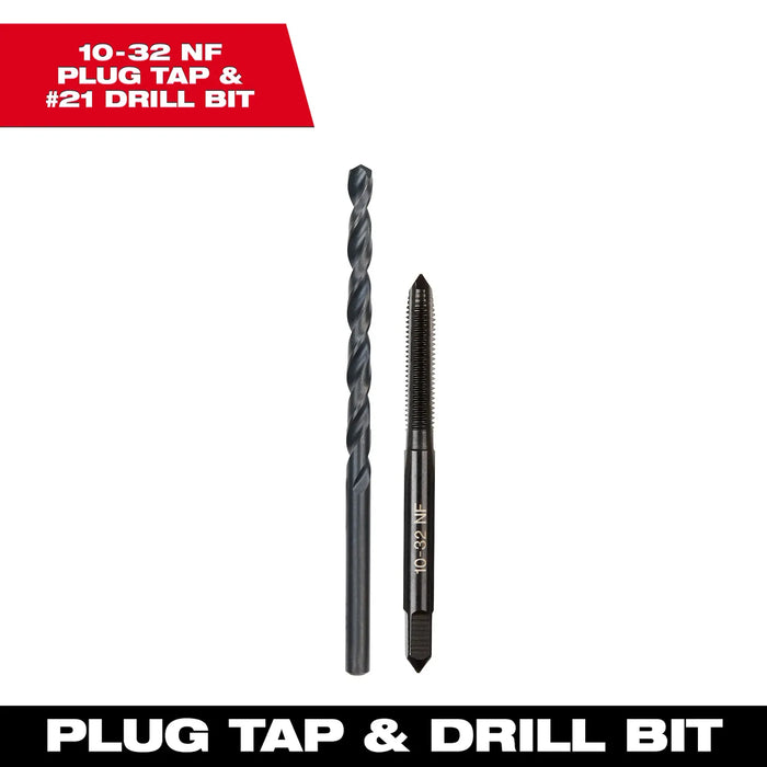 Milwaukee 10-32 NF Straight Flute Plug Tap & #21 Drill Bit 49-57-5527