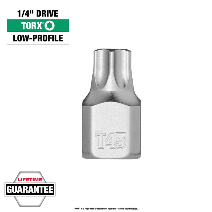 Milwaukee 1/4in. Drive T45 Low-Profile TORX® Bit Socket, 45-34-1112, main product view
