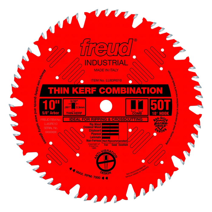 Freud 10" Thin Kerf Combination Blade