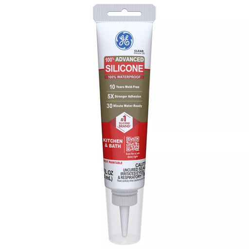 GE Advanced Clear Silicone 2 Kitchen and Bath Caulk Sealant 2.8 oz
