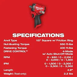 Milwaukee M12 FUEL™ Stubby 1/2" Impact Wrench 2563-20