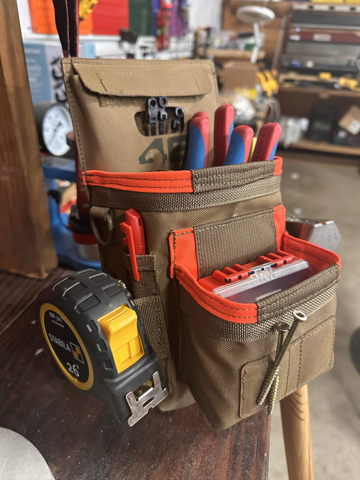Compact Double Stack Tool Pouch ROTATE/QUICK RELEASE Coyote/Orange