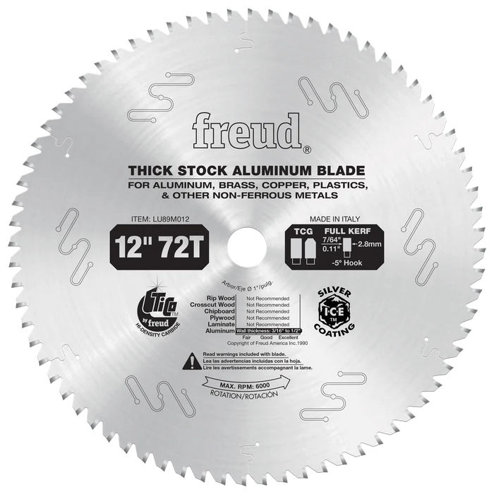Freud 12" Thick Stock Aluminum Metal Blade