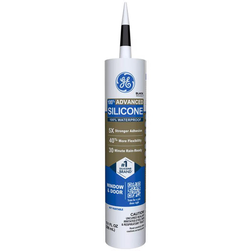 GE Advanced Black Silicone 2 Window and Door Caulk Sealant 10.1 oz
