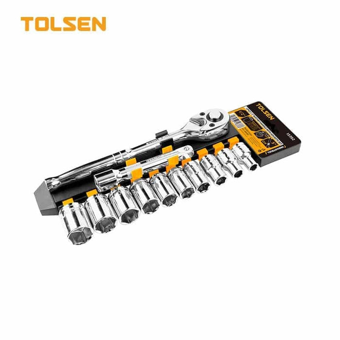 Tolsen 15392 12pc 1/2 inch Ratchet Handle with SAE Socket Set