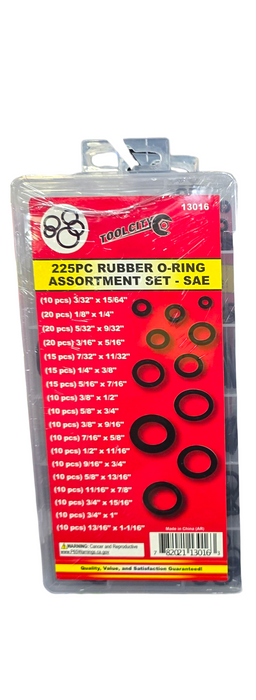 225PC RUBBER O-RING ASSORTMENT SET - SAE