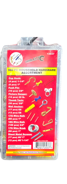 360 PC HOUSEHOLD HARDWARE ASSORTMENT