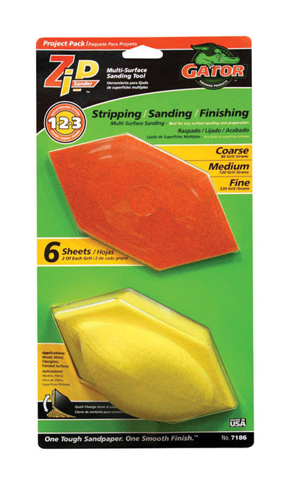 Gator Zip 3 in. W X 6 in. L Assorted Assorted Grit Sanding Block Kit