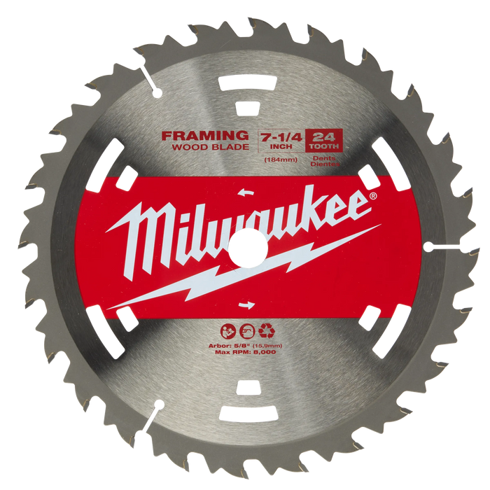 Milwaukee 7-1/4 in. D X 5/8 in. Basic Tungsten Carbide Framing Blade 24 teeth 1 pk 48-41-0710, main product view