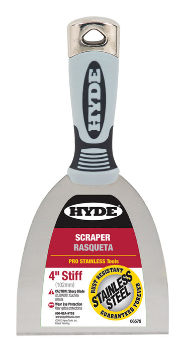 Hyde 4 in. W Stainless Steel Stiff Scraper