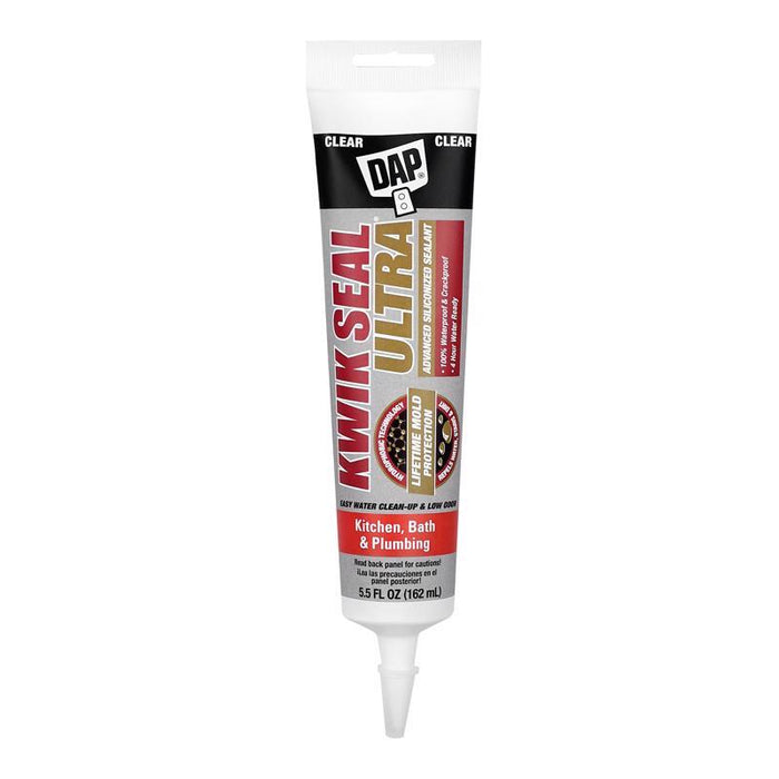 DAP Kwik Seal Ultra Clear Siliconized Acrylic Kitchen and Bath Caulk Sealant 5.5 oz