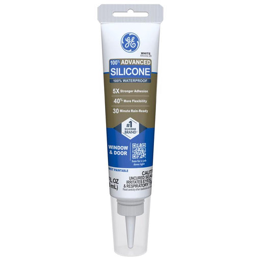 GE Advanced White Silicone 2 Window and Door Caulk Sealant 2.8 oz
