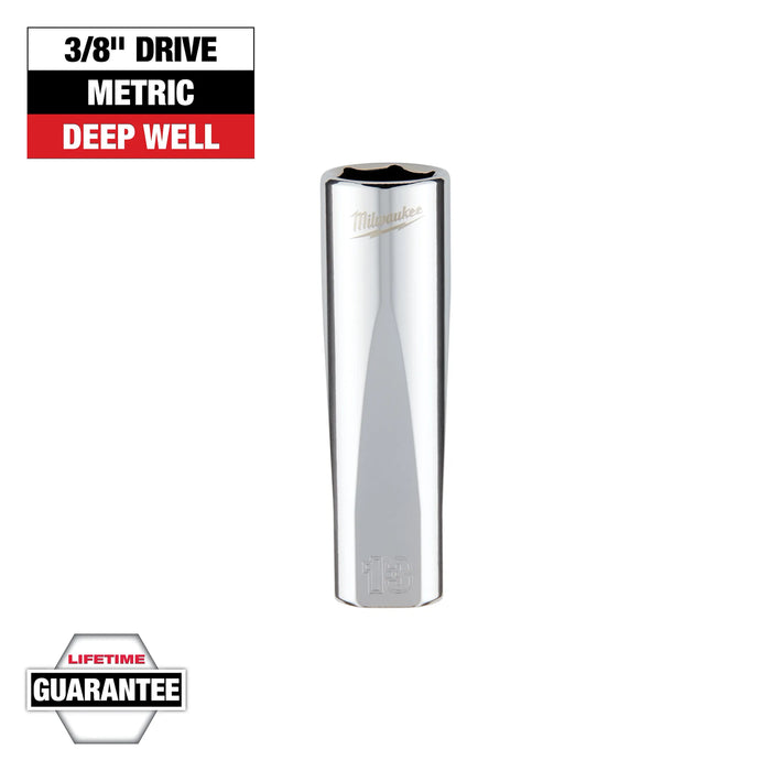 Milwaukee 13 mm X 3/8 in. drive Metric 6 Point Standard Deep Socket 1 pc 45-34-0013, main product view