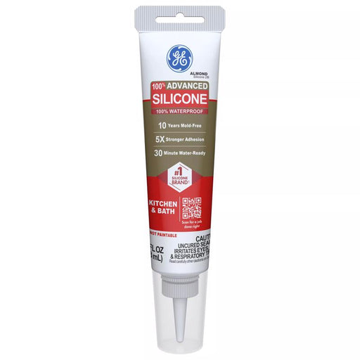 GE Advanced Almond Silicone 2 Kitchen and Bath Caulk Sealant 2.8 oz