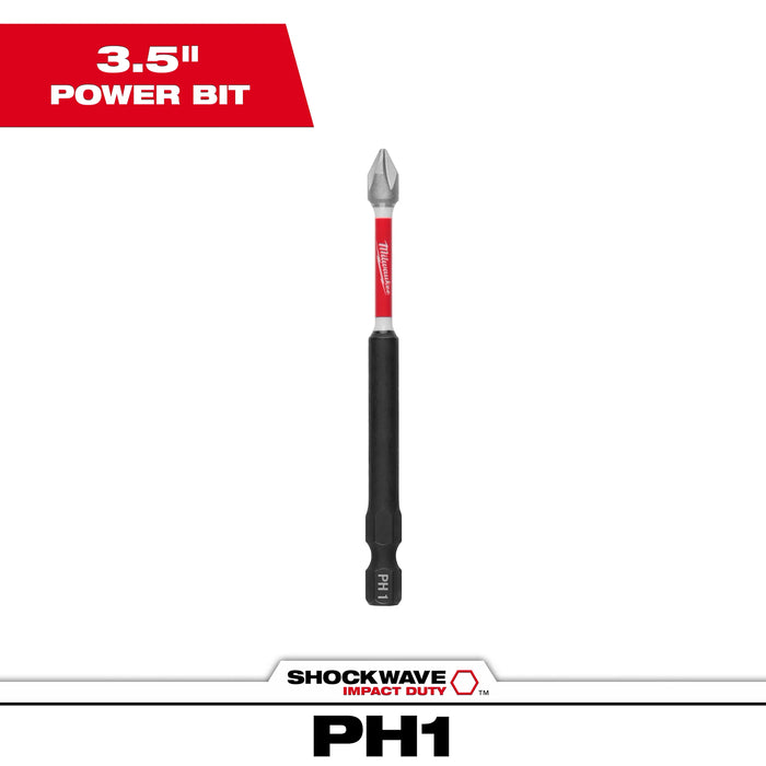 Milwaukee Shockwave Phillips #1 X 3-1/2 in. L Impact Power Bit Steel 1 pc 48-32-4560, main product view
