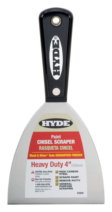 Hyde 4 in. W High Carbon Steel Stiff Chisel Scraper