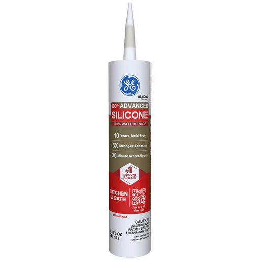 GE Advanced Almond Silicone 2 Kitchen and Bath Caulk Sealant 10.1 oz