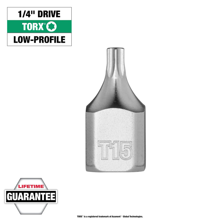 Milwaukee 1/4in. Drive T15 Low-Profile TORX® Bit Socket, 45-34-1106, main product view